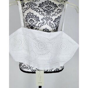 Joie White Linen Blend Strappy Tube Crop Top Eyelet Ruffle Size XL NWT
